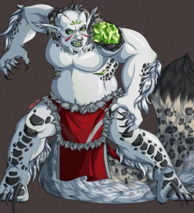 An adult Frost Mar with a wounded shoulder showcasing the crystallization effect of their blood.